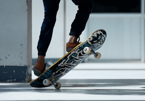 person skating in a hallway