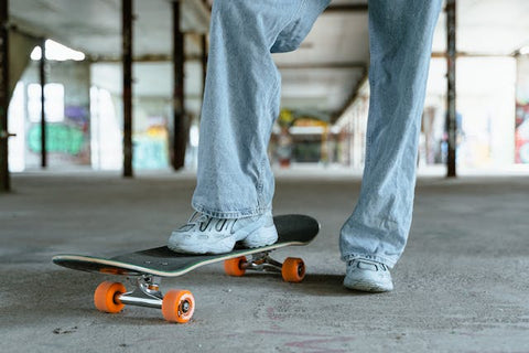 person skating in a hallway