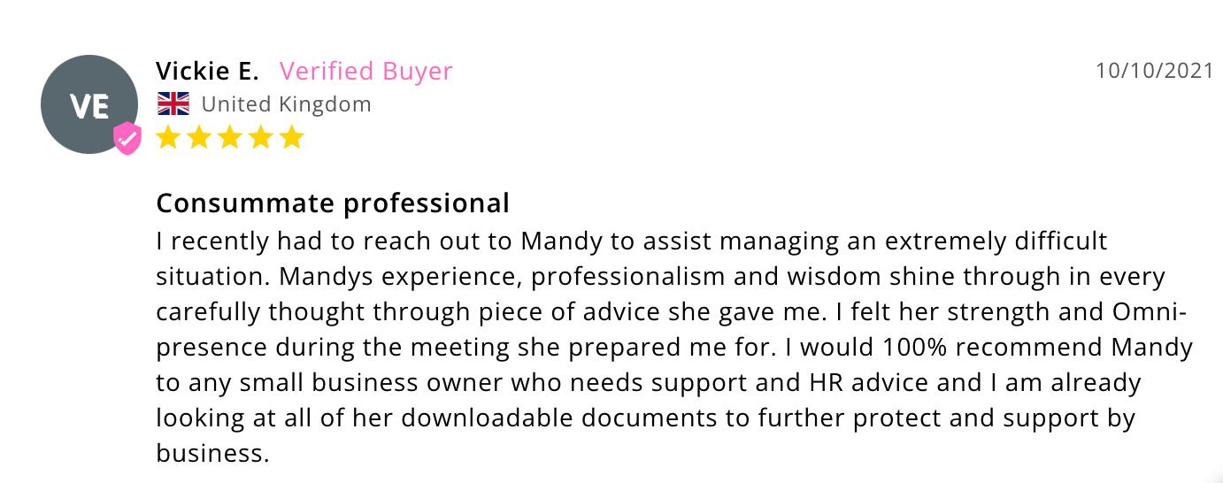 Mandy Hamerla, Modern HR Ltd Testimonials,