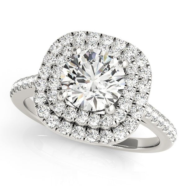 Double Halo Round Diamond Engagement Ring — Ouros Jewels