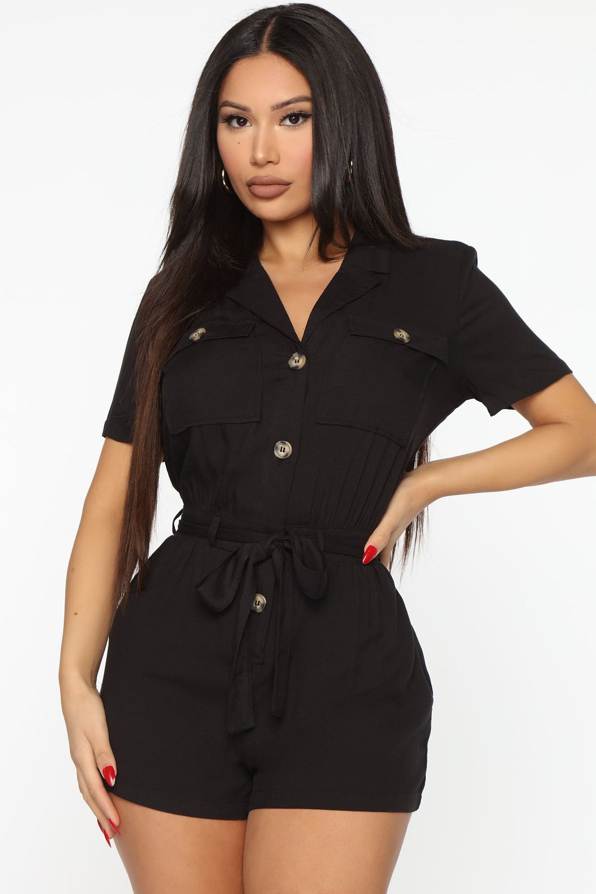 black utility romper