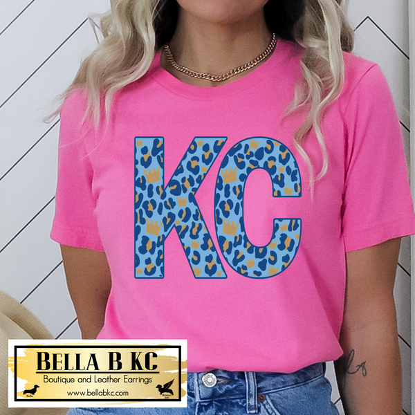 YOUTH KC Baseball Kansas City Block KC with Crowns Tee or