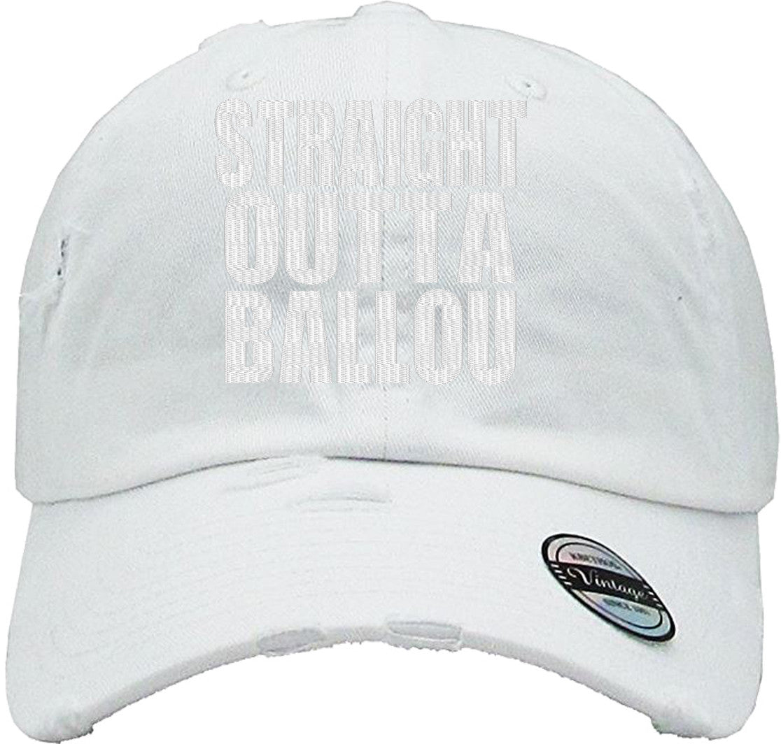 STRAIGHT OUTTA BALLOU Distressed Baseball Hat