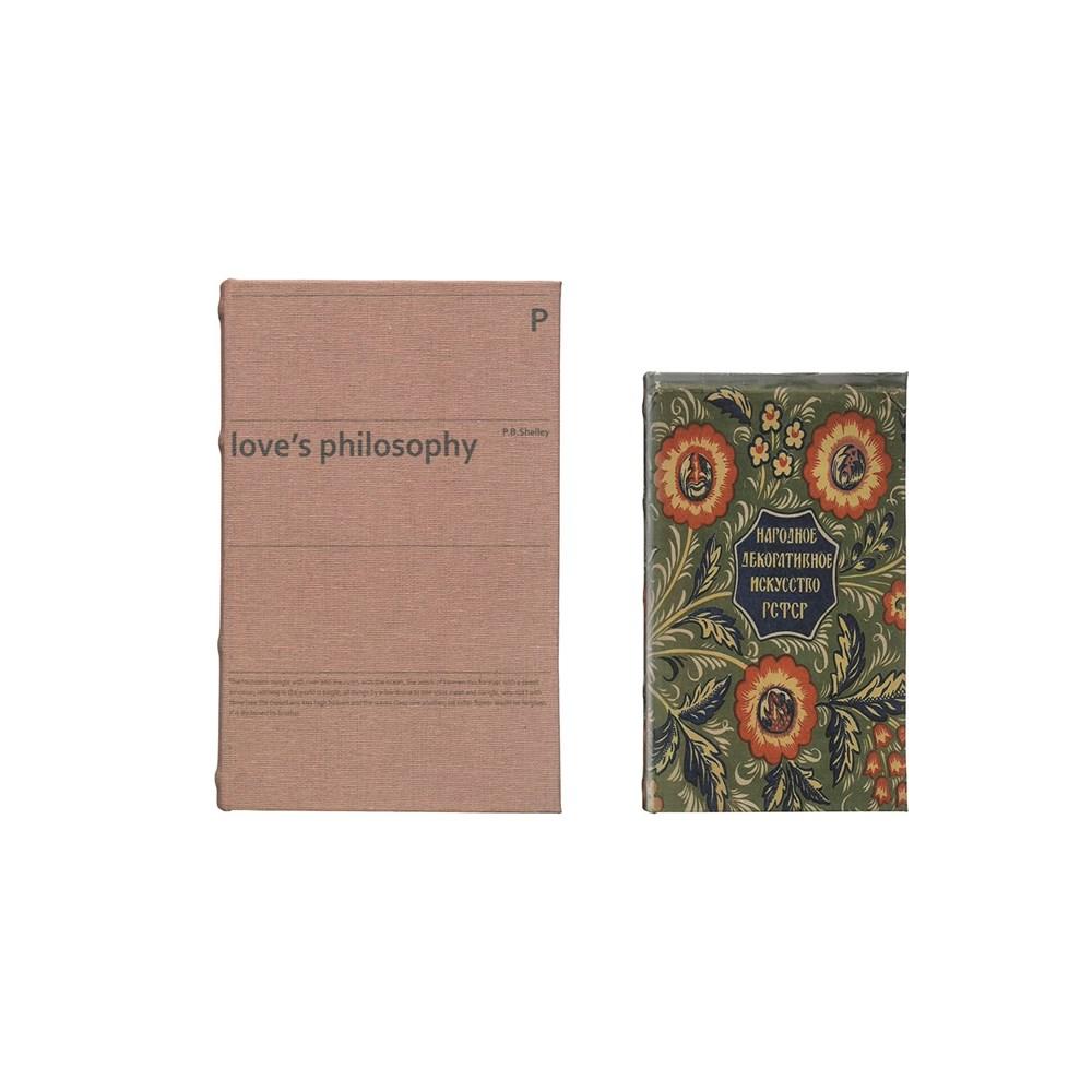 S/2 "Love's Philosophy" Canvas Book Storage Boxes