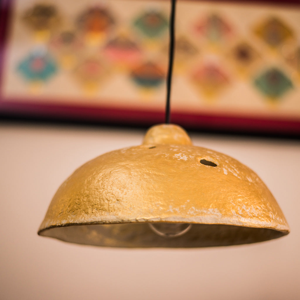 Golden Bliss Paper Mache Ceiling Lamp