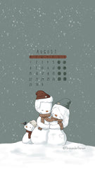 August 2022 Three Under the Rain Calendar Wallpaper Winter Week Starts on Monday