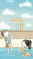 December 2022 Three Under the Rain Wallpaper Calendar Summer Monday