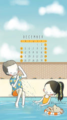 December 2022 Three Under the Rain Wallpaper Calendar Winter Sunday