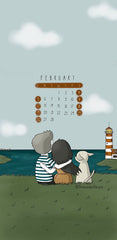 February 2023 Three Under the Rain Calendar Wallpaper Sunday Summer