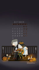 Halloween 2022 Three Under the Rain Calendar Wallpaper Starts Monday