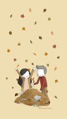 Three Under the rain fall autumn wallpaper leaves