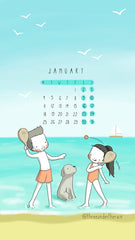 January 2021 Calendar Wallpaper Three Under the Rain Souther Hemisphere Monday to Sunday