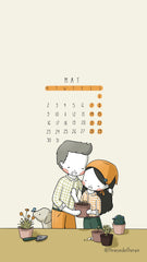 May 2022 Three Under the Rain Calendar Wallpaper Spring Week Starts on Monday