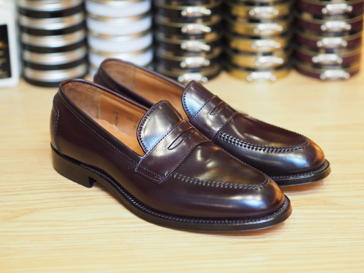 shell cordovan penny loafers