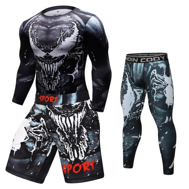 “Symbiote” Long-Sleeve Rashguard & Spats/Shorts Set - Affordable Rashguards