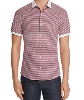 michael kors men's stretch gingham check shirt