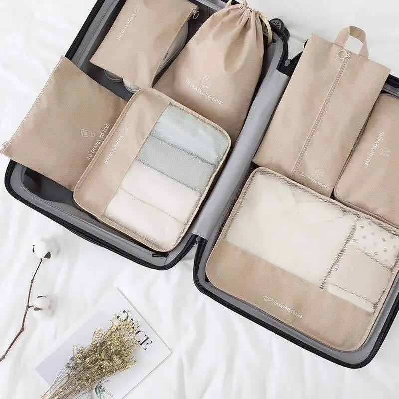 Packing Cubes for Travel (7 Piece Set) - Khaki, BorderTribe