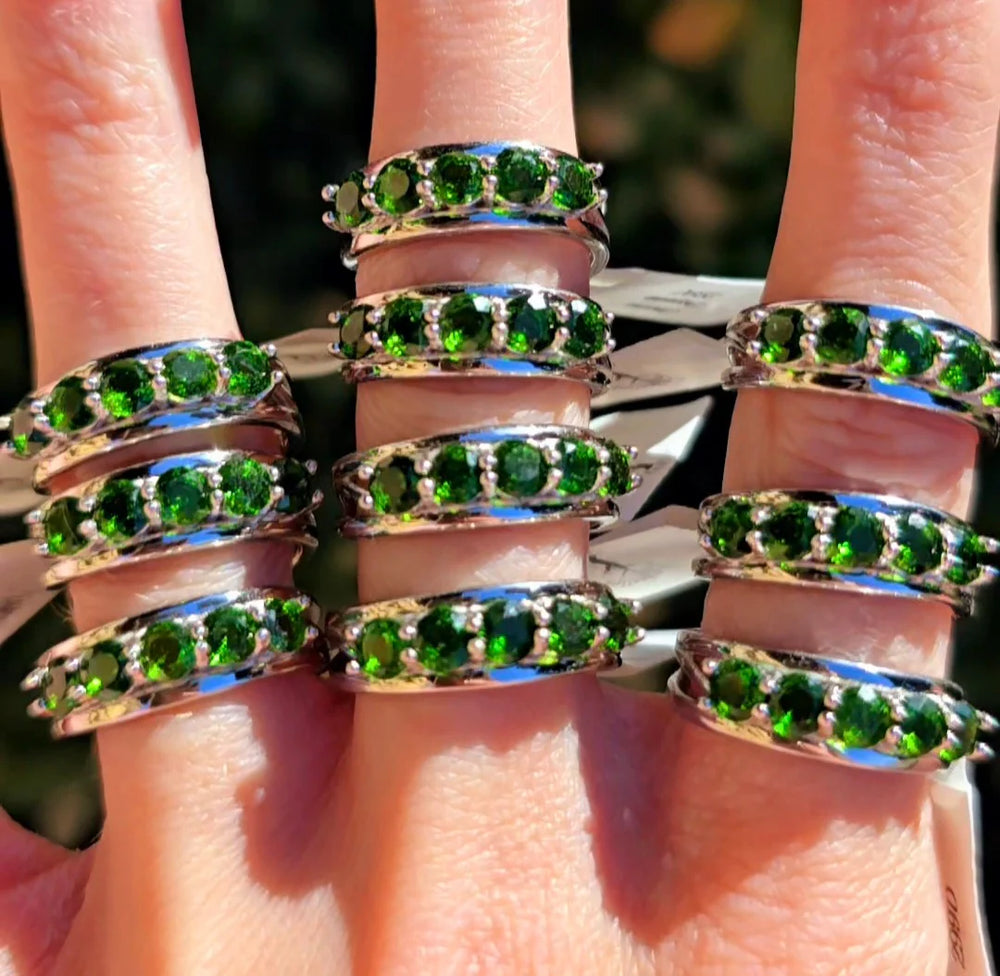 Enchanting Chrome Diopside Cuff Rings