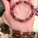 ~Witchy Sisters~ Amethyst, Garnet & Serpentine Bracelet for Health, Intuition and Power