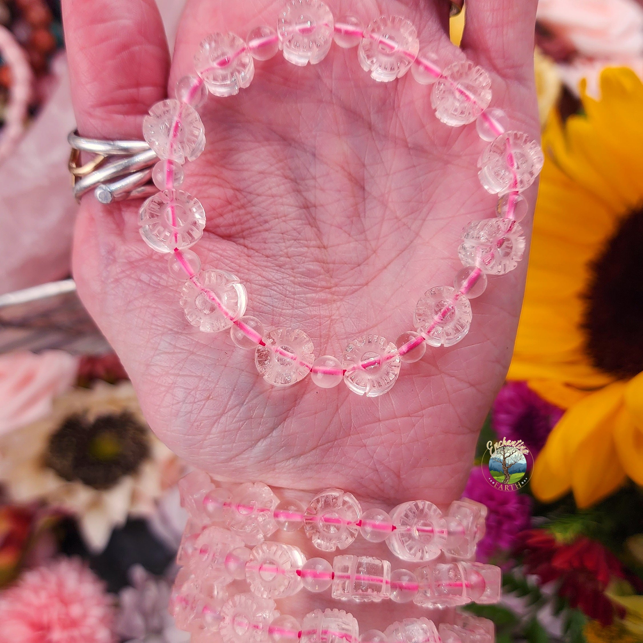 Bracelet pierre naturelle quartz rose plaqué or 18 carats – Elise