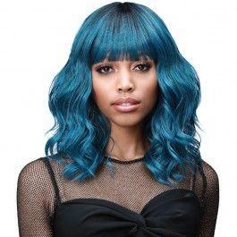 Blue Short Hair Wig Blue Hair On Brown Skin