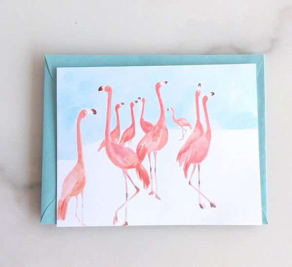 Waltzing Flamingos Note Cards | giddy paperie