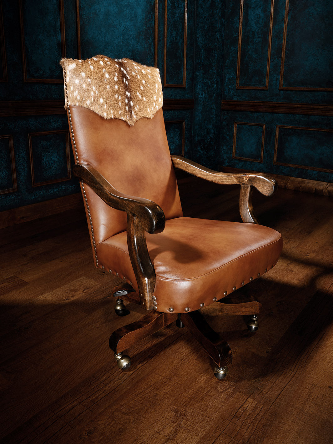 cowhide office chair with arms