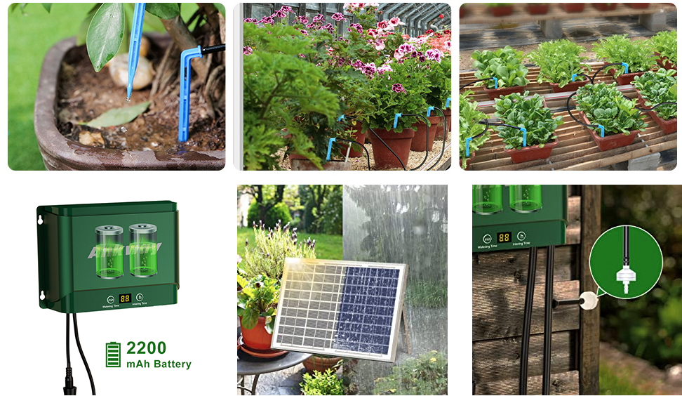 Solar-Powered Drip Irrigation Kit with 98.43FT Hose