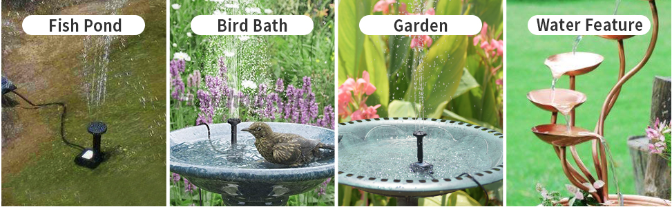 4 Water Styles Solar Fountain Water Pump for Bird Bath, Pond, Pool, Garden, Fish Tank,Yard