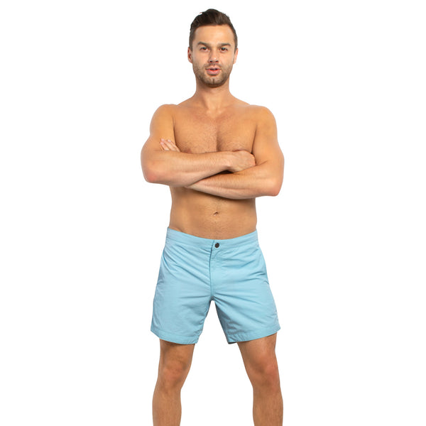 Aruba 6.5 Striped Nautical Blue Swim Trunks - boto swimwear