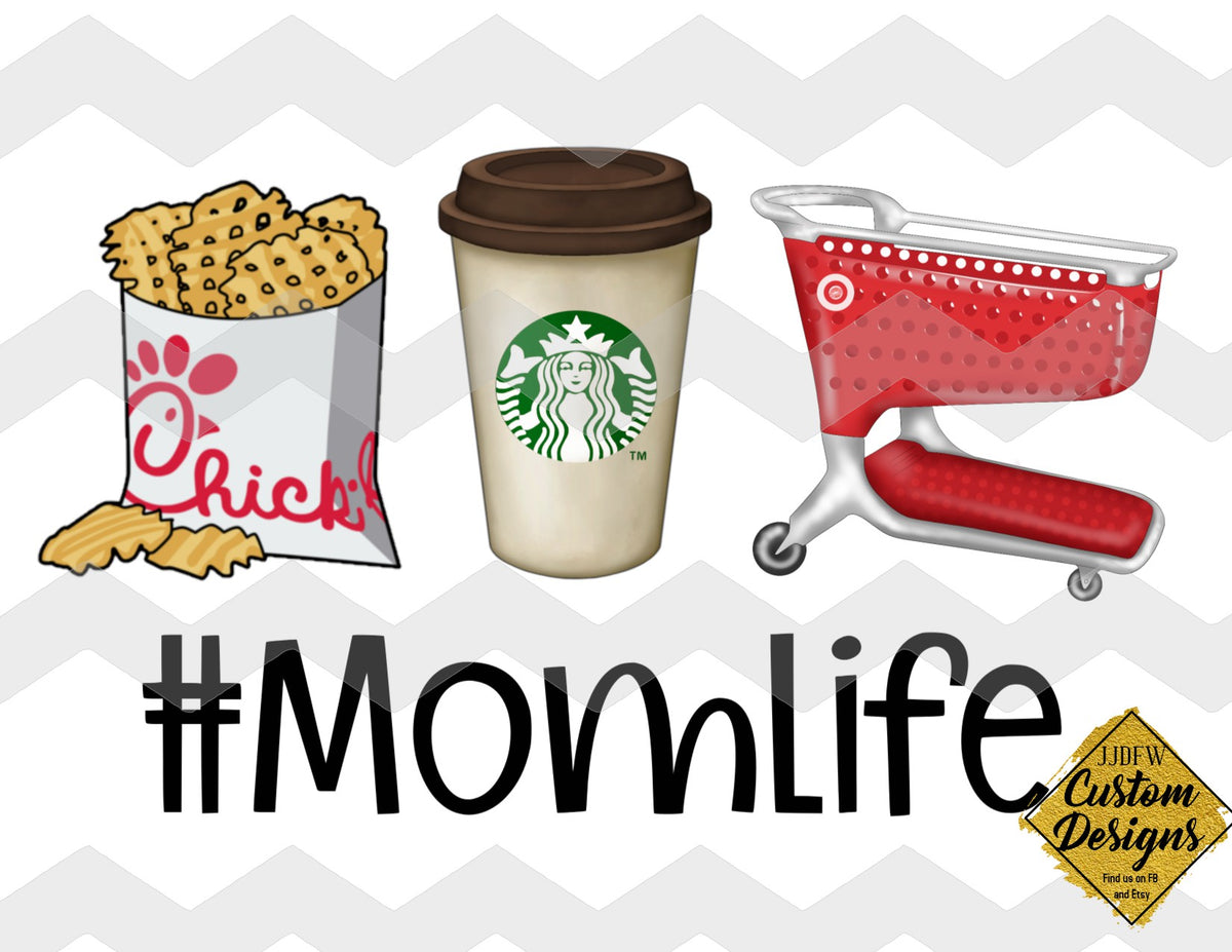 starbucks target chick fil momlife sublimation transfer