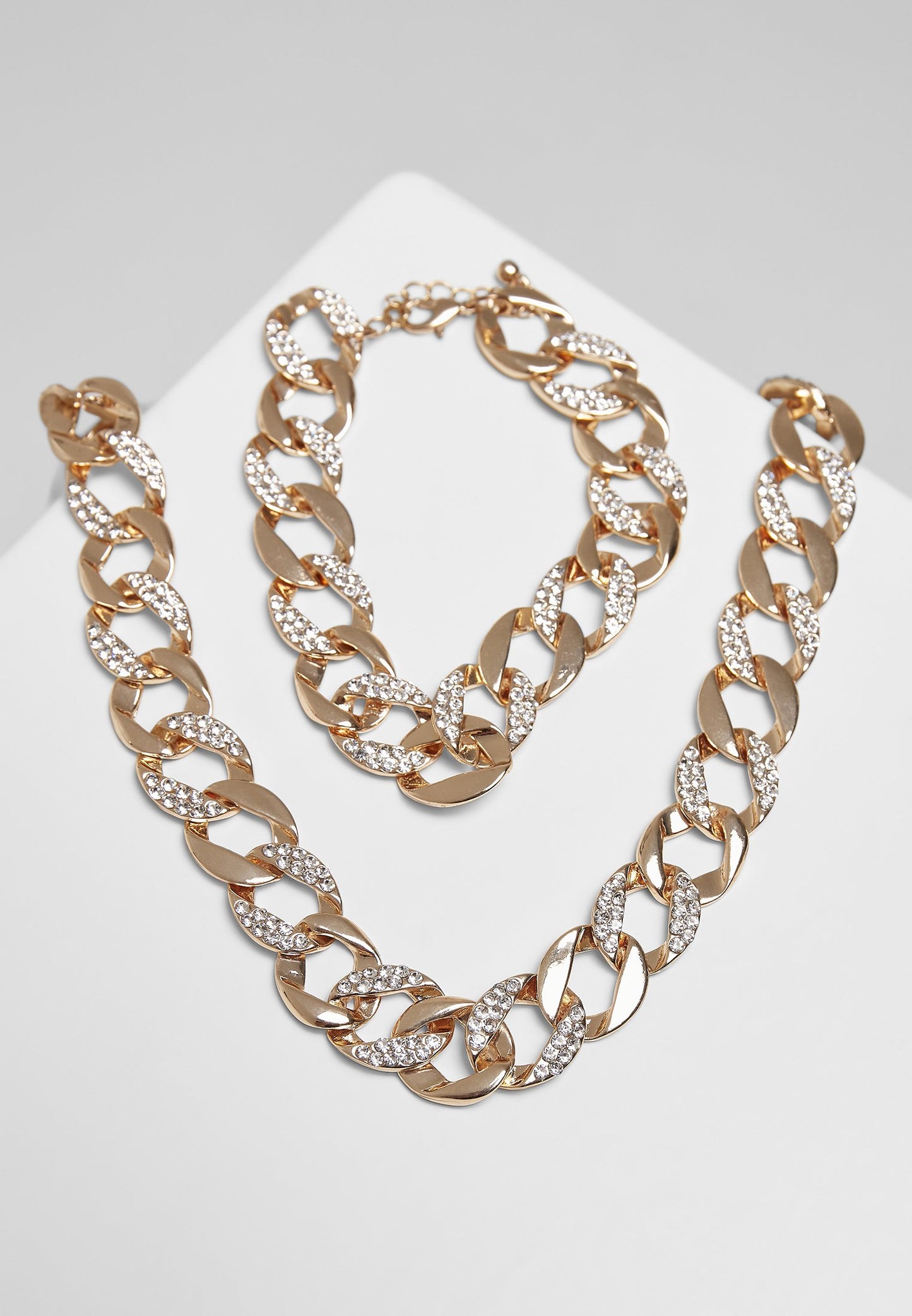 Urban Classics Basic Diamond Necklace And Bracelet Set Kette & Armband-Street-& Sportswear Aurich - Accessoires