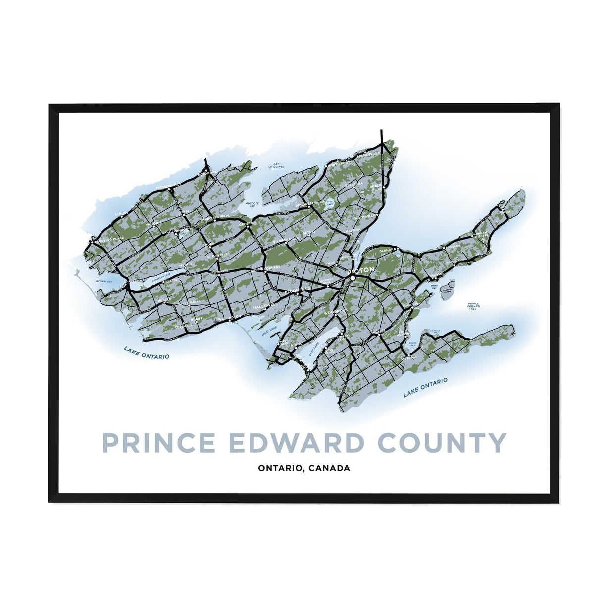 Map Of Prince Edward County Prince Edward County Map Print - Spruce Moose