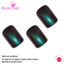 False Nails by Bling Art Green Purple Chameleon French Squoval 24 Fake freeshipping - PuaGme