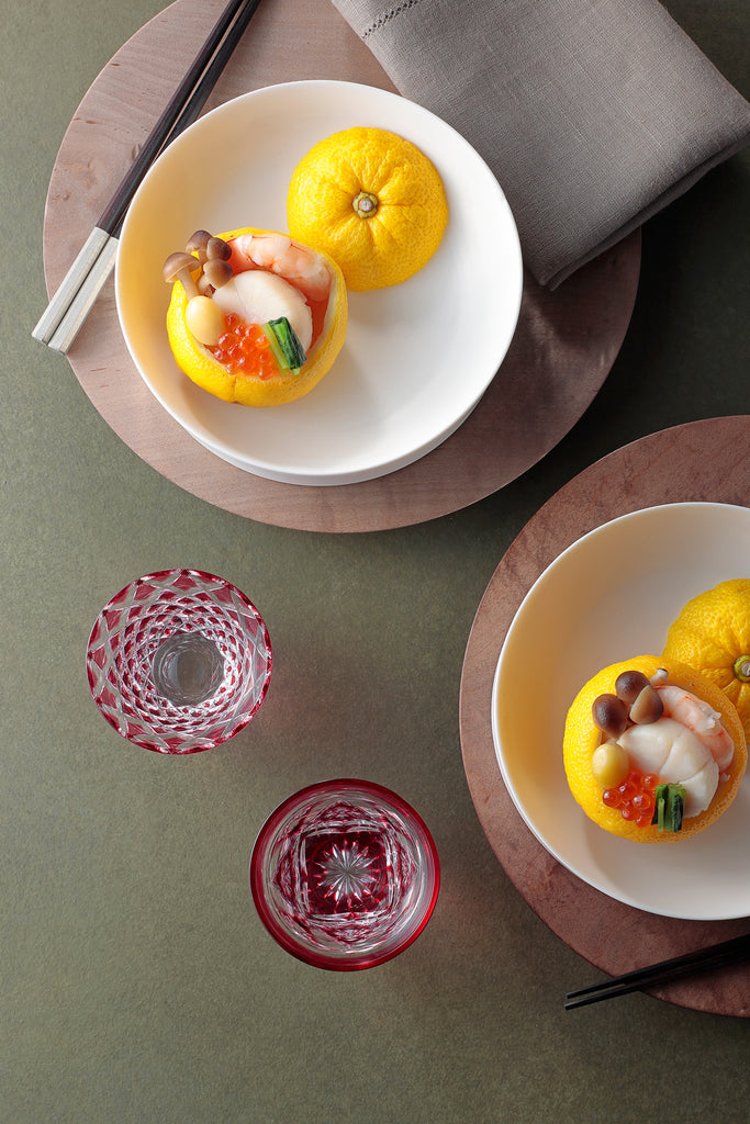 江戸切子と料理　柚子釜の宝蒸し
