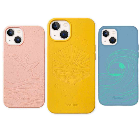 Eco friendly iPhone 13 Case, Biodegradable iPhone 13 Case, Compostable iPhone 13 Case, Sunset Yellow iPhone 13 Case, Wave iPhone 13 Case, Pink iPhone 13 Case, Wave iPhone 13 Case