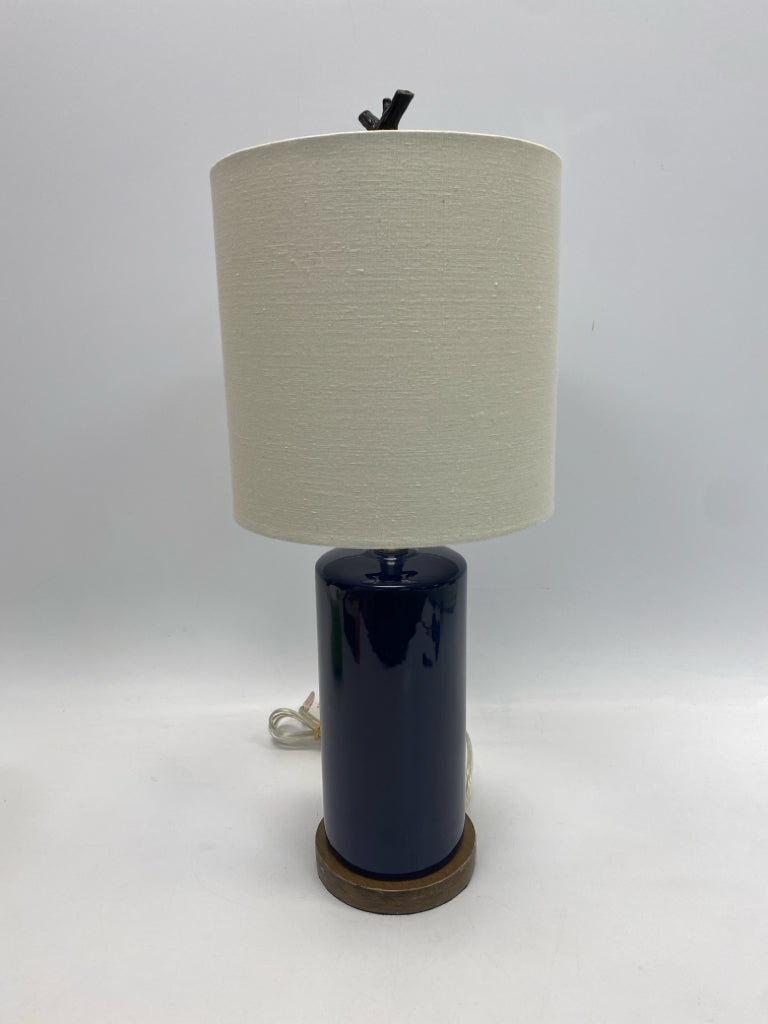 Navy Cream Ceramic Lamp