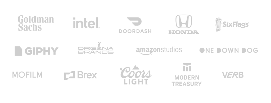 A cluster of grey-colored corporate logos representing the brands that Echo Echo Studio has worked with.