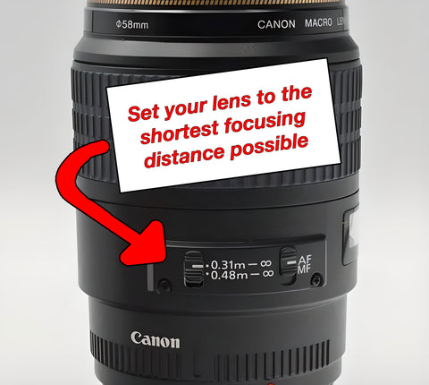 Canon EF 100M Macro lens optimized for overhead camera scanning