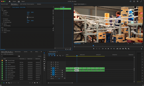 traditional digital timeline editing in Adobe Premiere