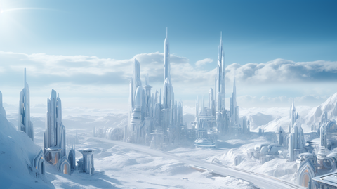 Futuristic scifi ice city generated by Midjourney