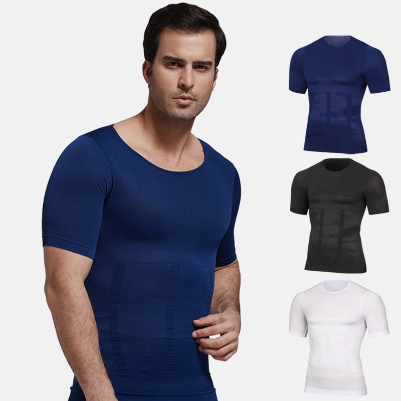 Men's Slimming Body-Shaper Compression & Posture Correcting T-Shirt ...