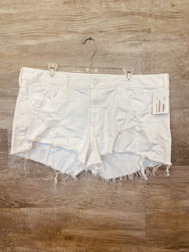 (16) Express White Distressed Jean Shorts Womens