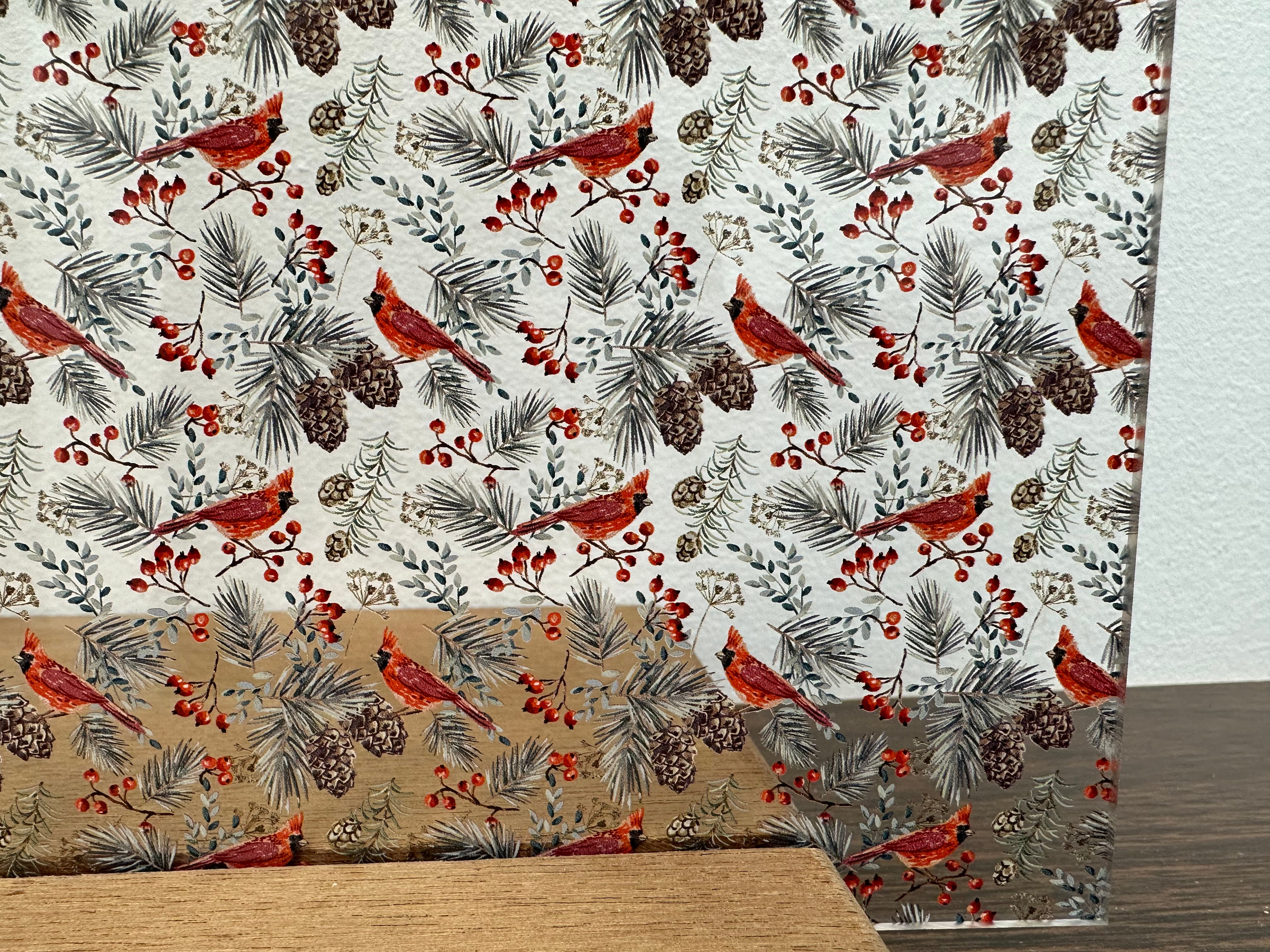 PatternPly® Scattered Cardinals and Pinecones
