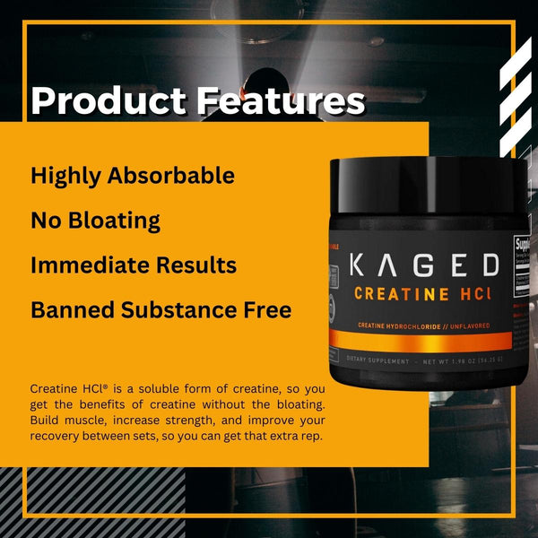 Kaged, Creatine HCl, Unflavored, 1.98 oz (56.25 g) - Features