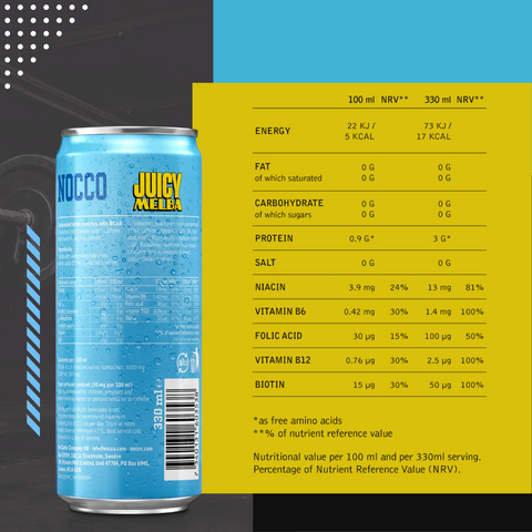 Nocco, Energy Drink, 330ml, 6-24 Cans-nutri