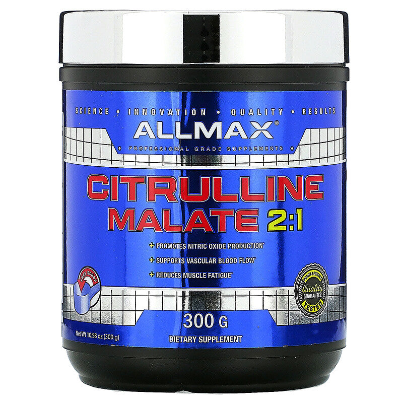 ALLMAX Nutrition, Citrulline Malate, Vascular Blood Flow, ATP + PUMP Unflavored 300g. Main Front