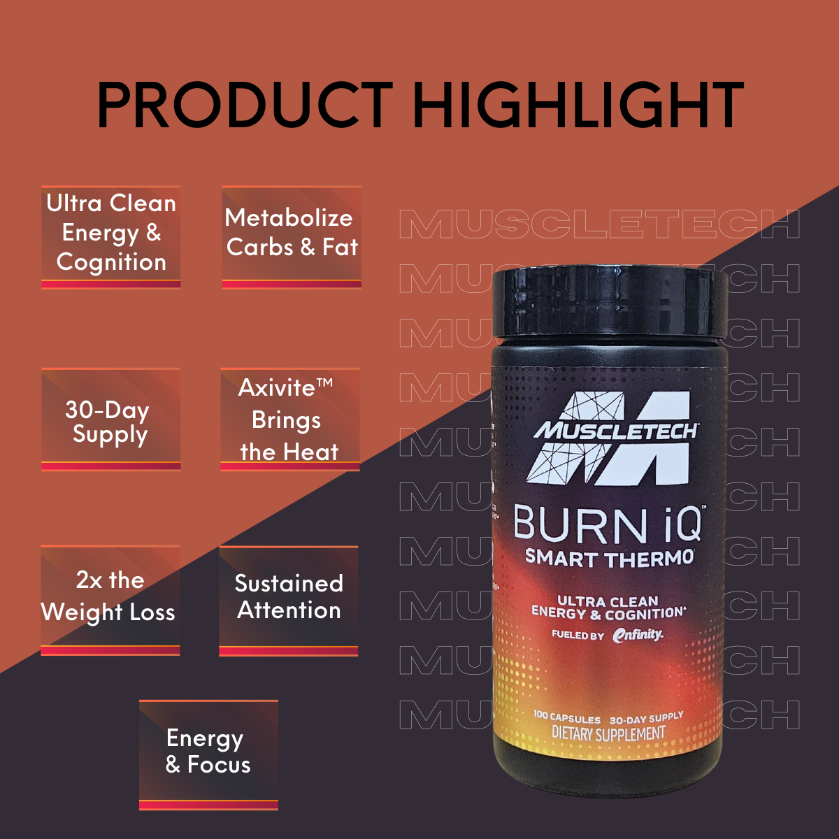 MuscleTech, Burn iQ, Smart Thermo, Weight Loss, 100 Capsules