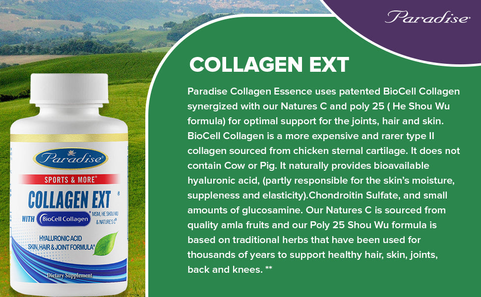 Paradise Herbs, Collagen Extreme with BioCell Collagen & Hyaluronic Acid, helps Skin Hair Join, 60-120 Capsules
