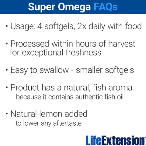 Life Extension Super Omega-3, 180 EPA120DHA Fish Oil - FAQs